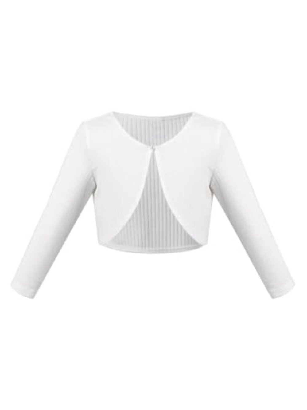 Girls Knit Bolero Shrug Cropped Cardigan Long Sleeve Button